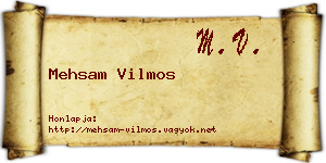 Mehsam Vilmos névjegykártya
